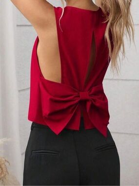 Burgundy Bow-Back Sleeveless Blouse NEW 🏷️